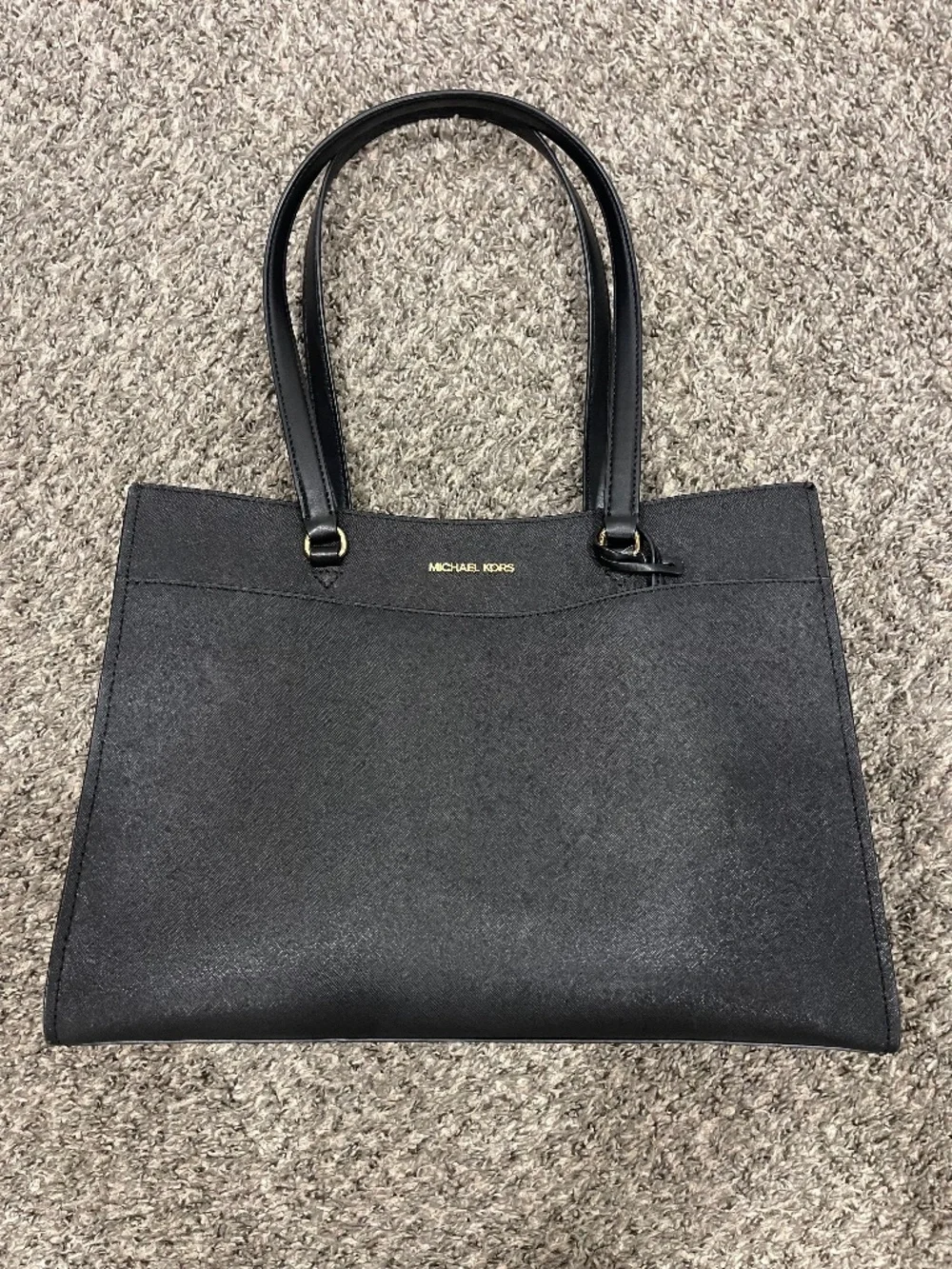 Michael Kors Black Leather Satchel Gold Hardware Handbag